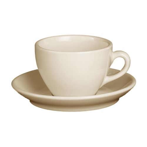 Druck von Elfenbein Cappuccino Tasse und Untertasse Robusta